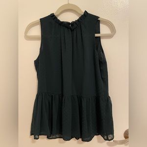 Loft Peplum Sleeveless Blouse in Teal Swiss-Dot | Size XS